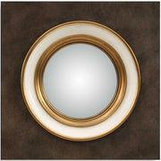 Federal Case Round Mirror in Brushed Gold and Burl Wood