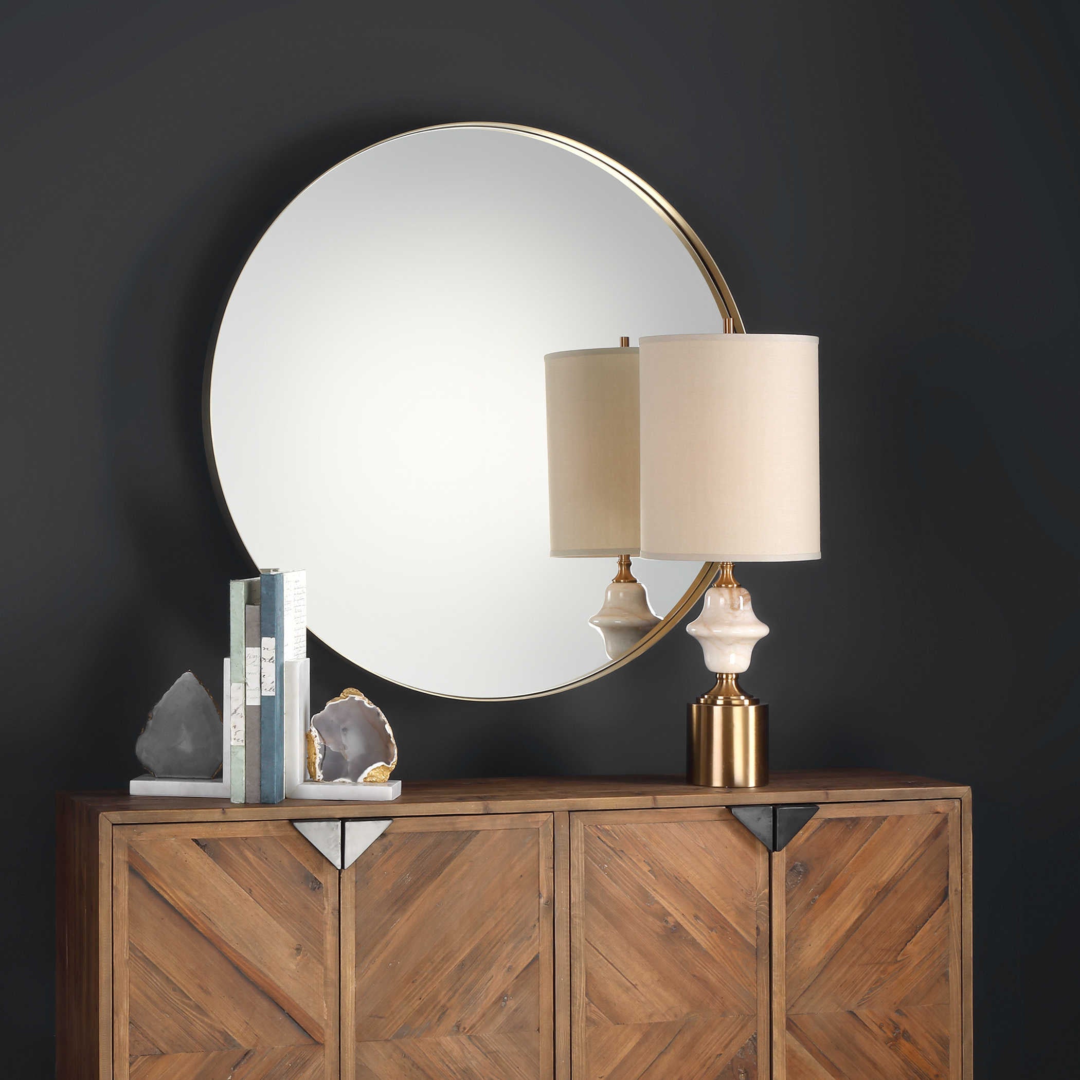 Uttermost Padria Round Mirror - Brass