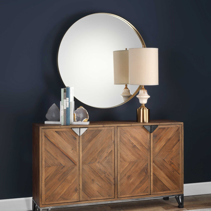 Uttermost Padria Round Mirror - Brass