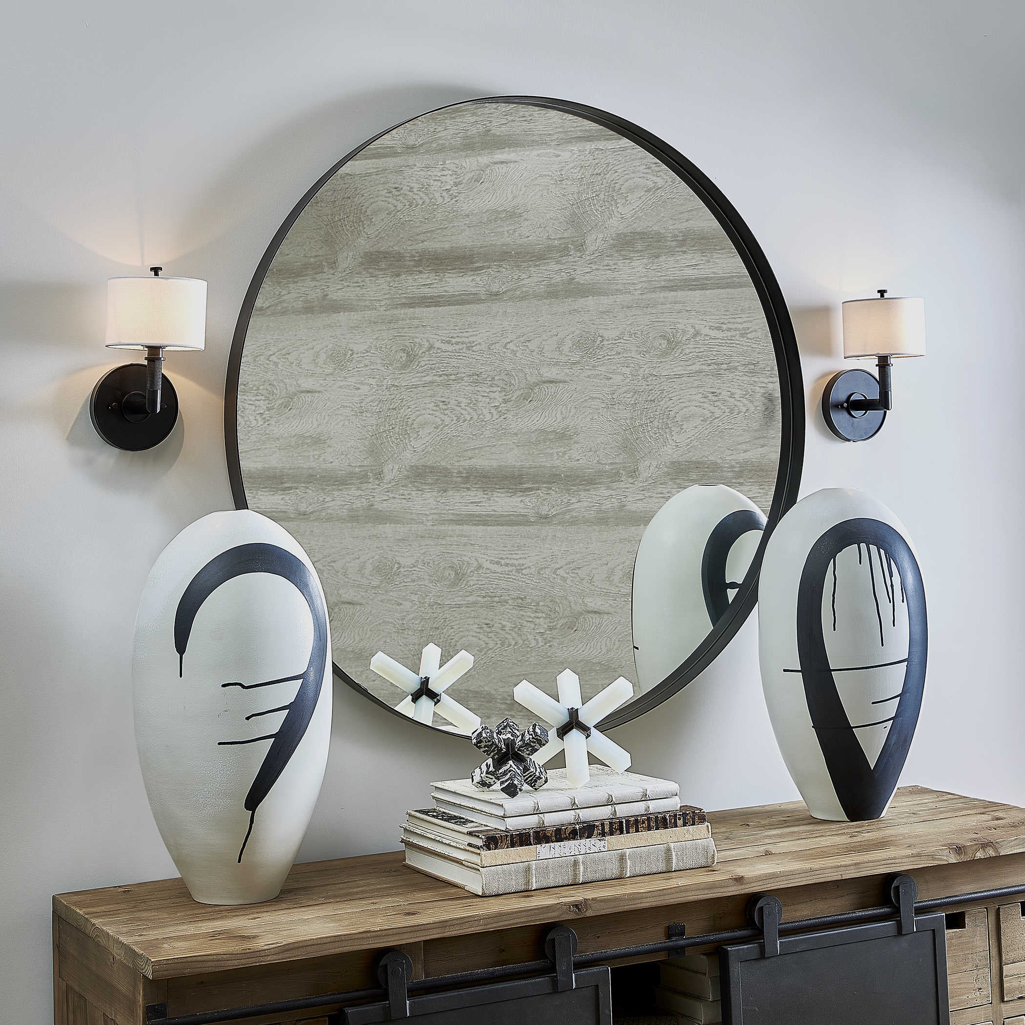 Uttermost Padria Round Mirror - Black