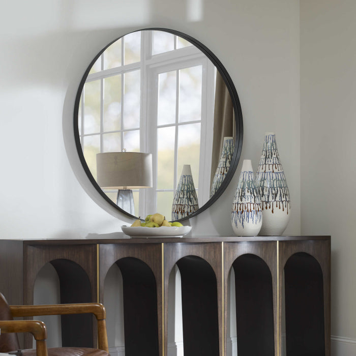 Uttermost Padria Round Mirror - Black