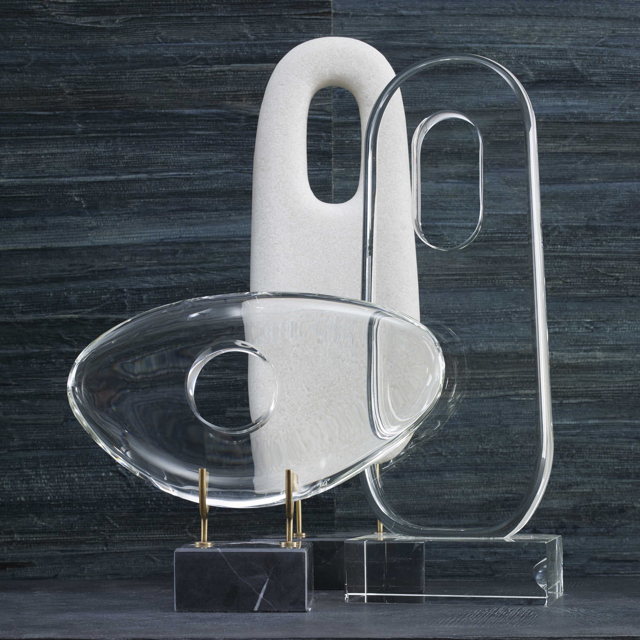 Uttermost Minion Modern Sculpture in Clear Crystal Glass