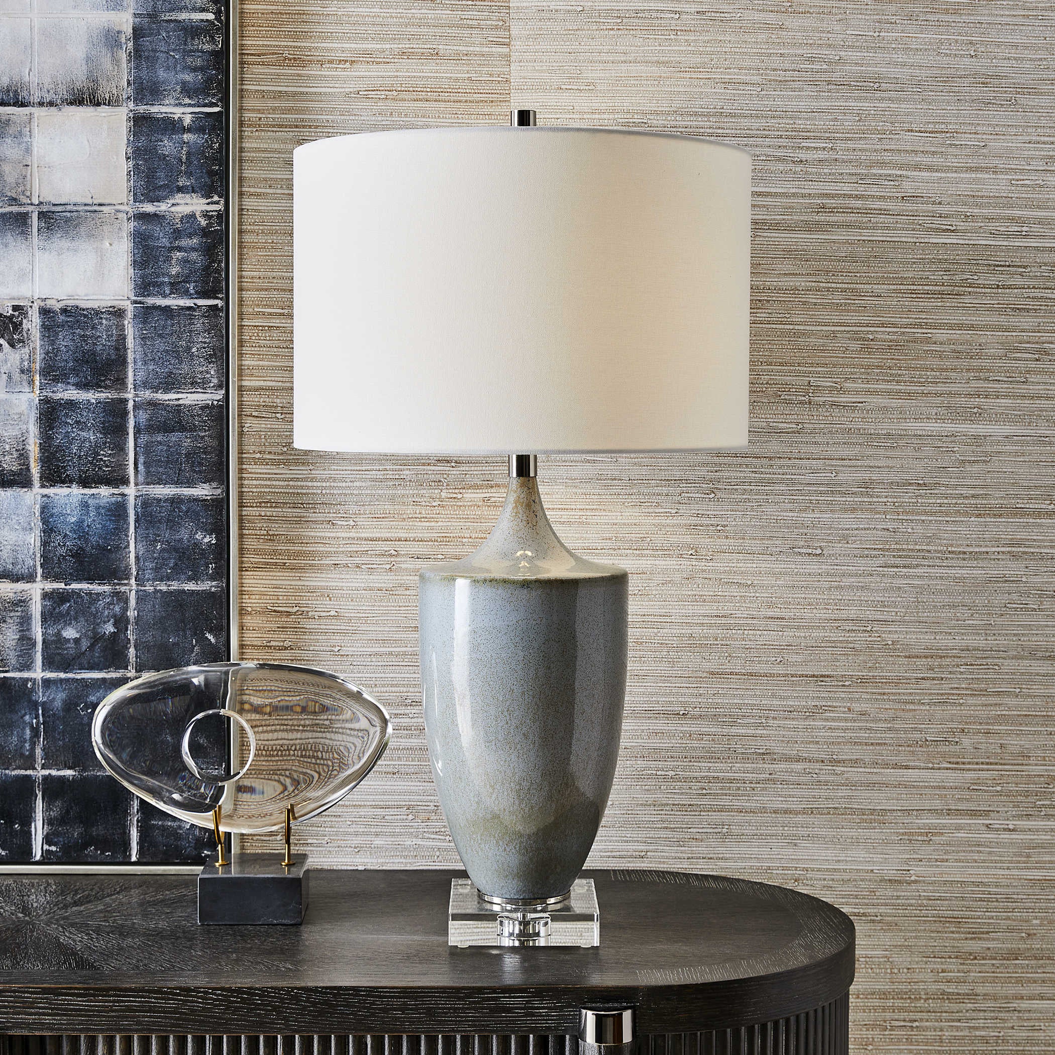 Uttermost Minion Modern Sculpture in Clear Crystal Glass