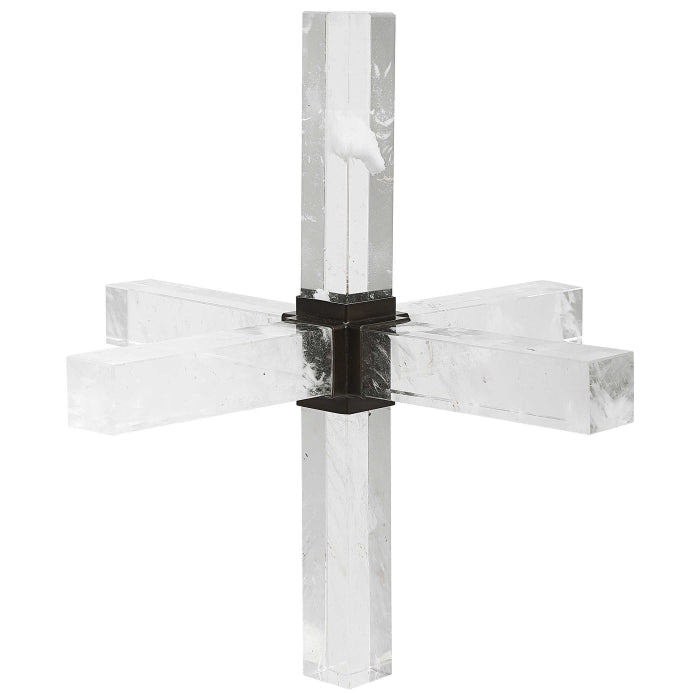 Uttermost Double Cross Sculpture - Faux Quartz Crystal