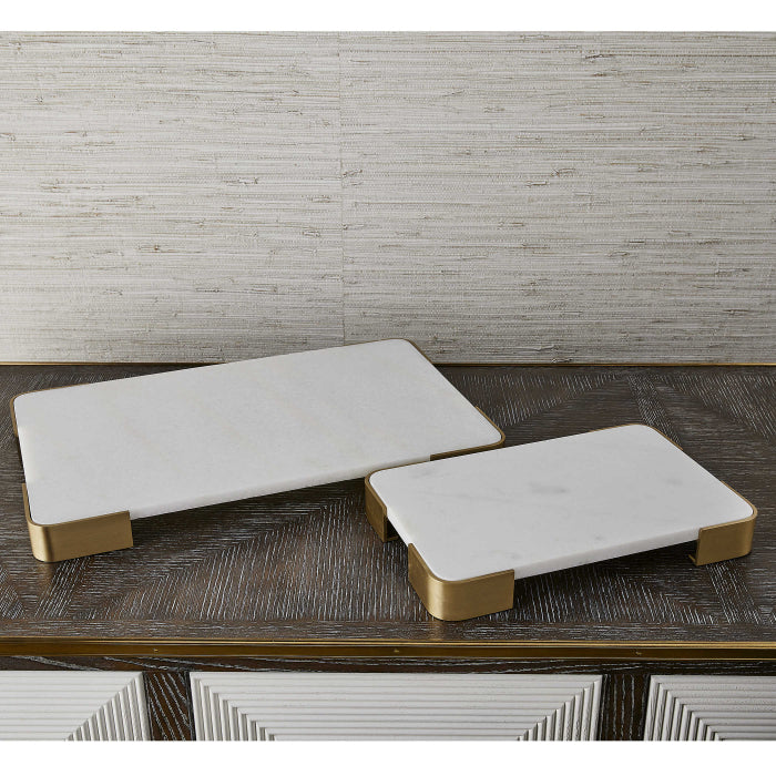Uttermost Elevated Tray/Plateau - White Marble Large