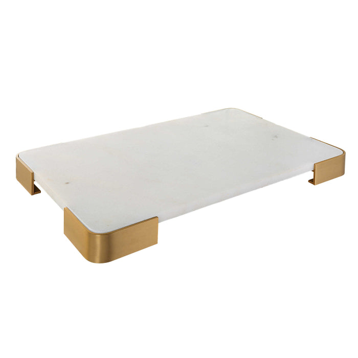 Uttermost Elevated Tray/Plateau - White Marble Large