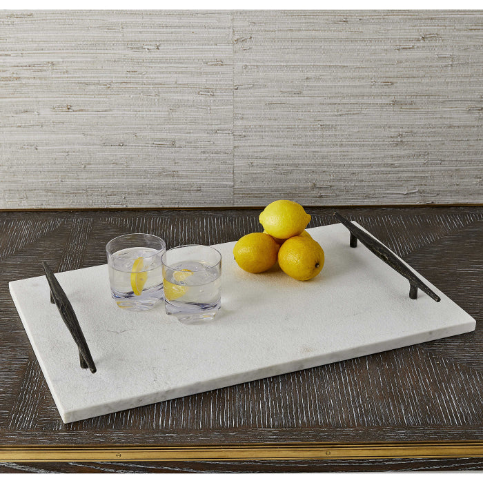 Uttermost Get a Grip Tray - White Marble