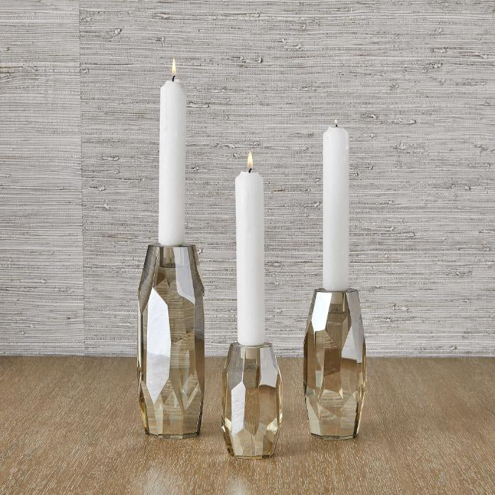Uttermost Multifaceted Taper Candleholders - Crystal - Set of 3