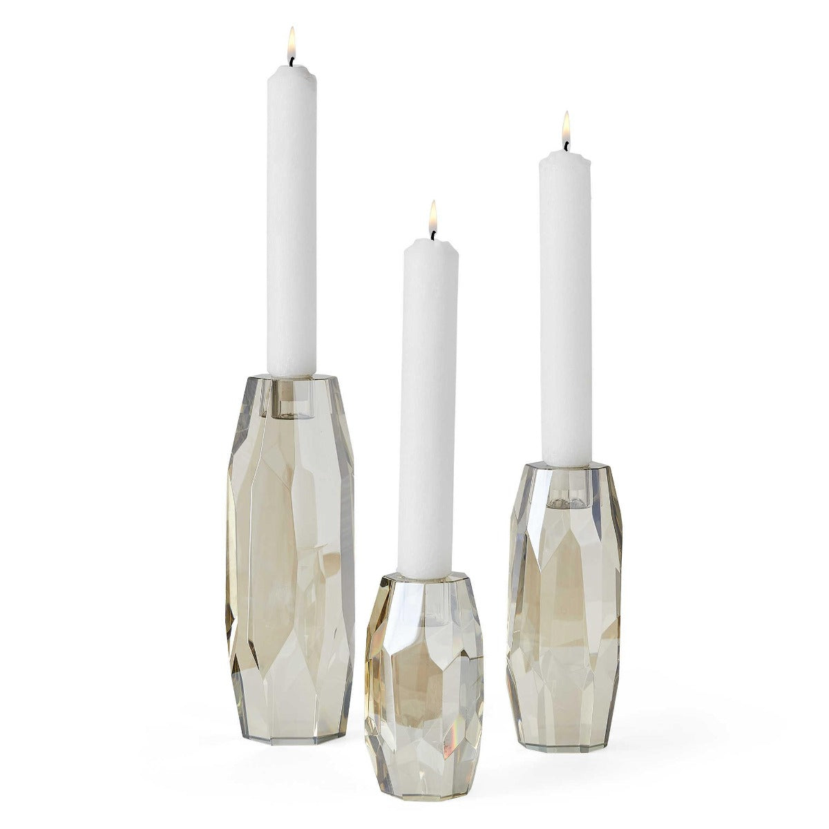 Uttermost Multifaceted Taper Candleholders - Crystal - Set of 3
