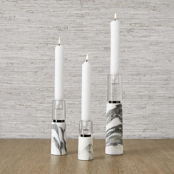 Uttermost Optic Candleholders - Marble - Set of 3