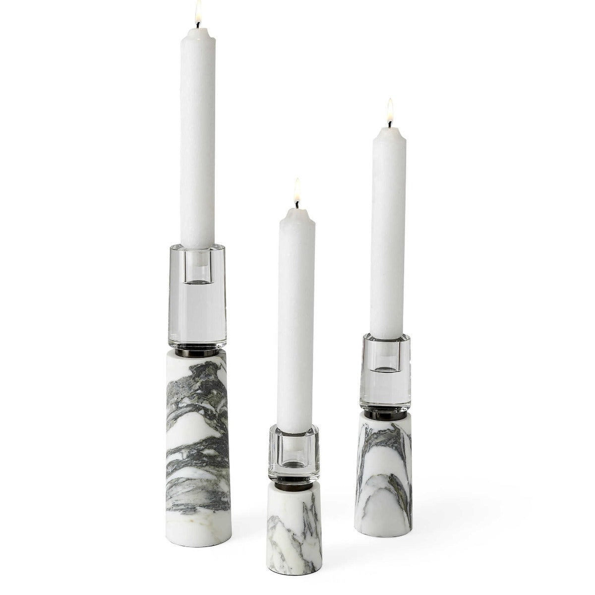 Optic Candleholders - Marble, Set of 3