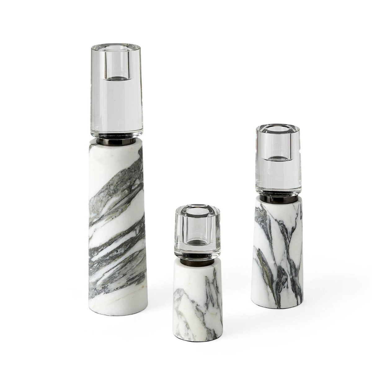 Uttermost Optic Candleholders - Marble - Set of 3