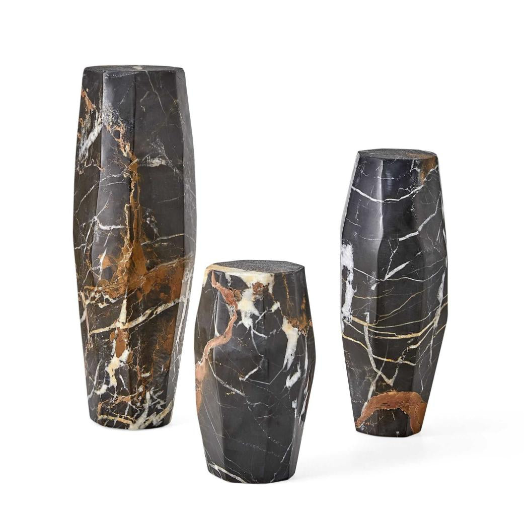 Uttermost Multifaceted Taper Candleholders - Marble - Set of 3