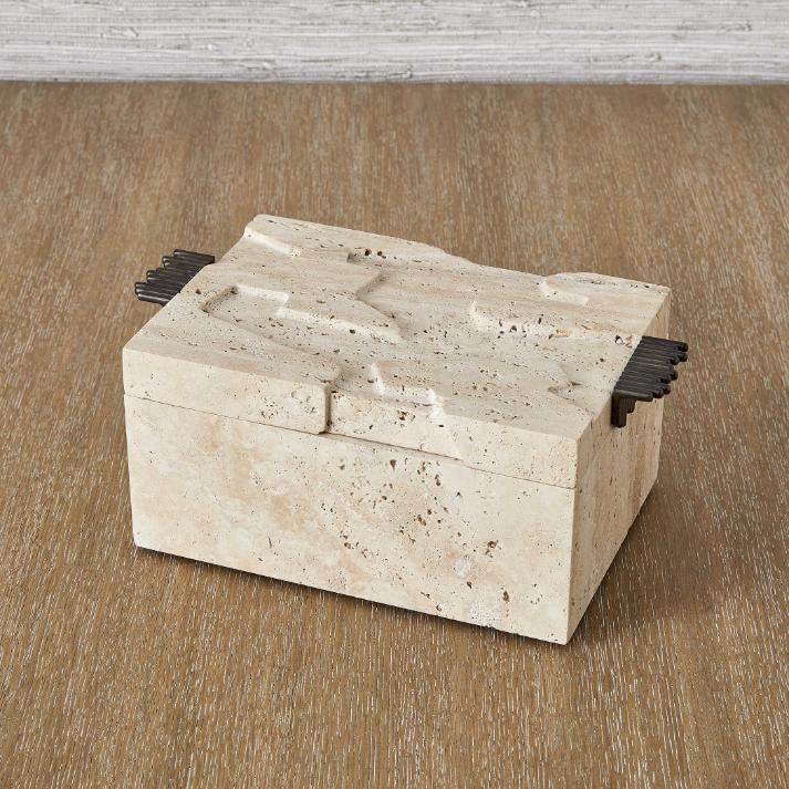 Uttermost Groove Thing Box - Travertine
