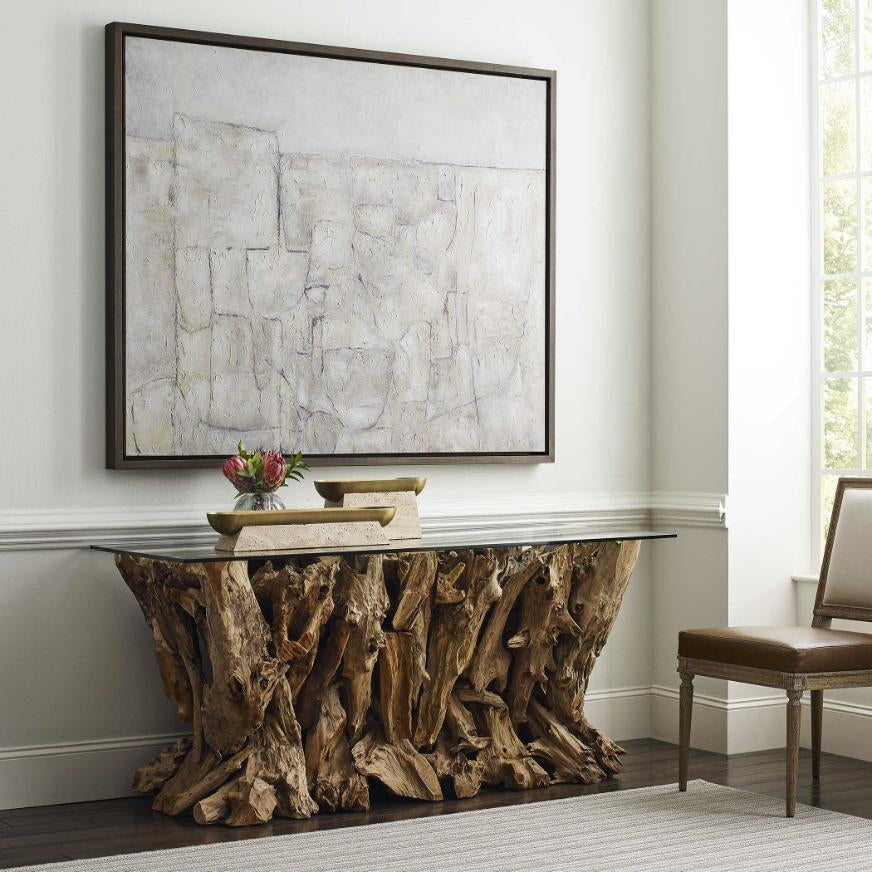 Uttermost Raised Consciousness Travertine & Brass Bowl - Tall