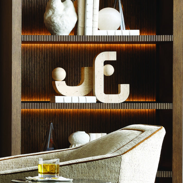 Uttermost Modern Equilibrium Sculptures in Travertine - Set of 2