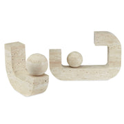 Modern Equilibrium Sculptures in Travertine - Set of 2