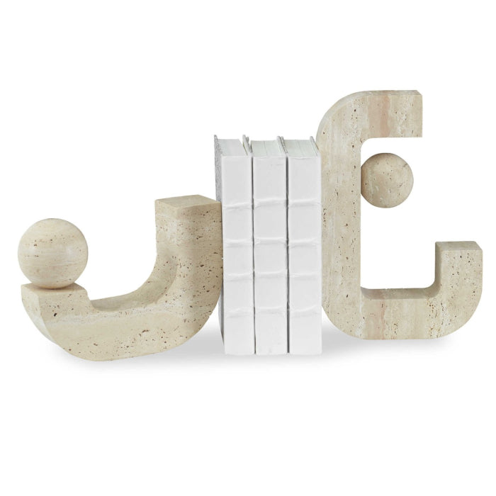 Uttermost Modern Equilibrium Sculptures in Travertine - Set of 2
