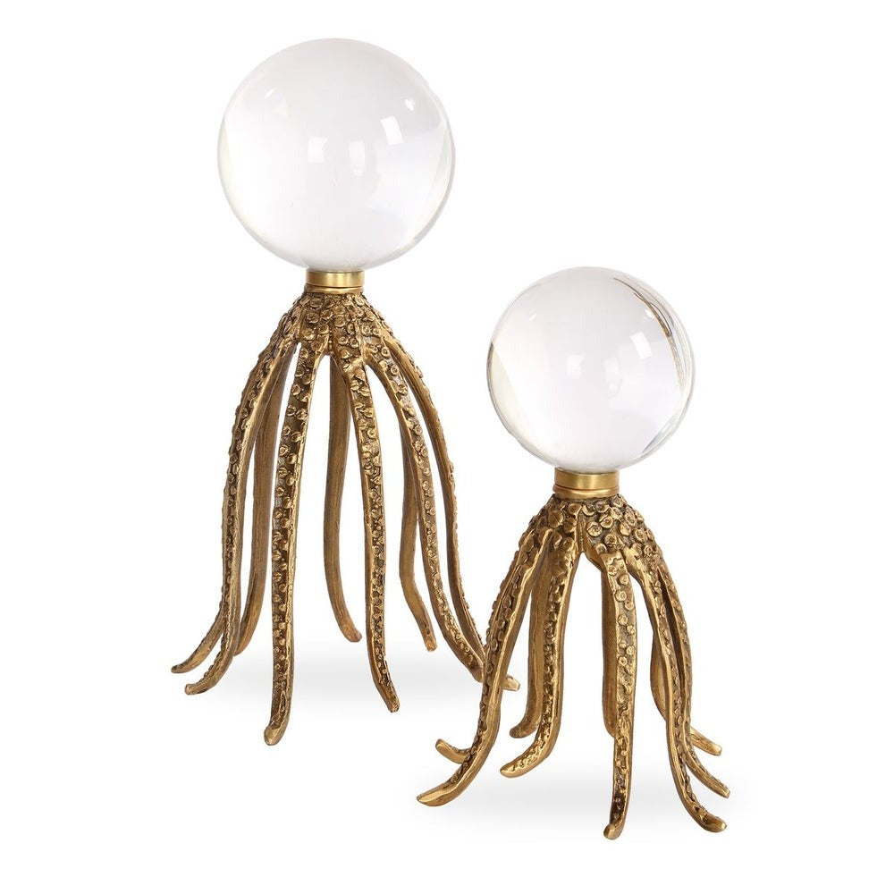 Under the Sea Octopus Ornament in Brass - Set of 2
