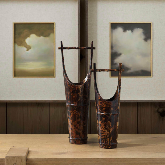 Uttermost Ikebana Vessels in Tortoise - Set of 2