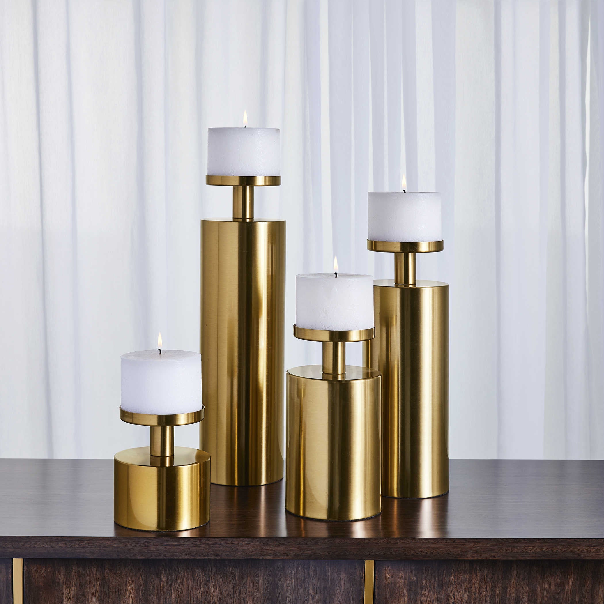 Uttermost Kamdyn Candleholders - Brass, Set of 4