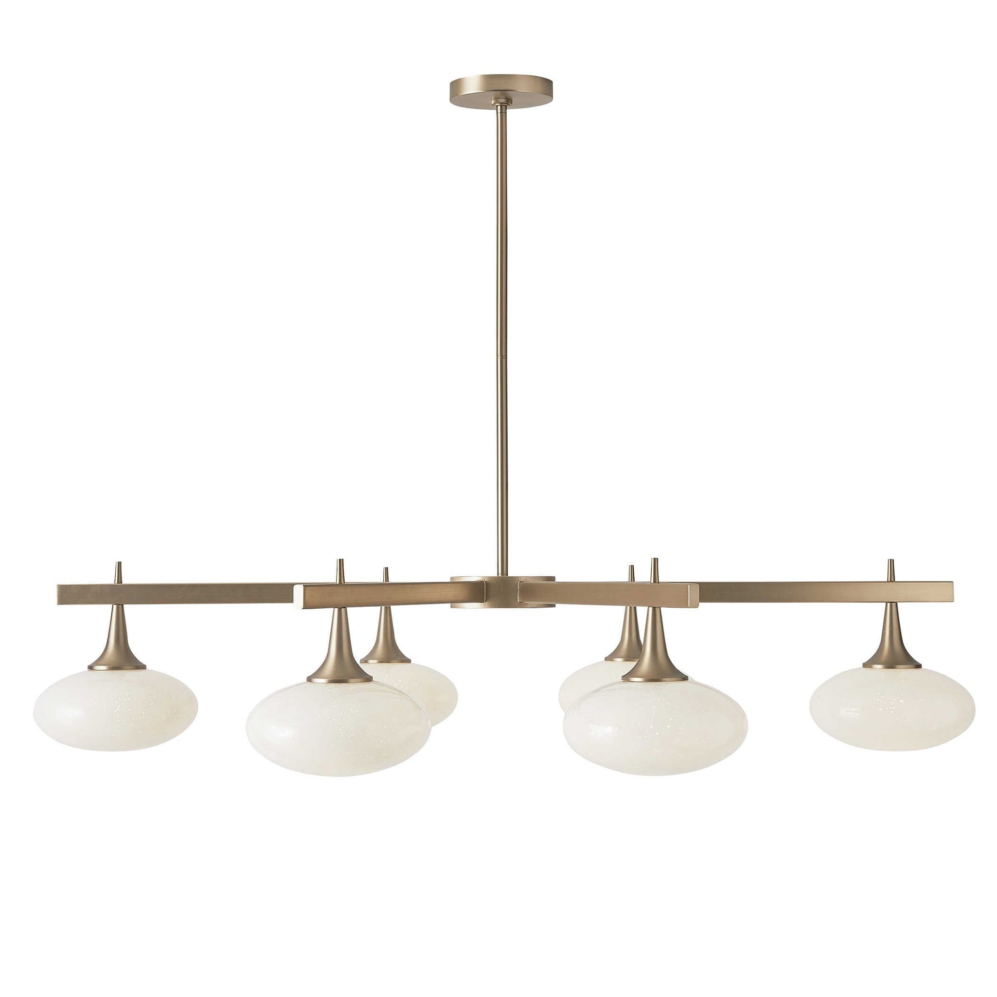 Suspension 6 Light Chandelier in Rich Brass