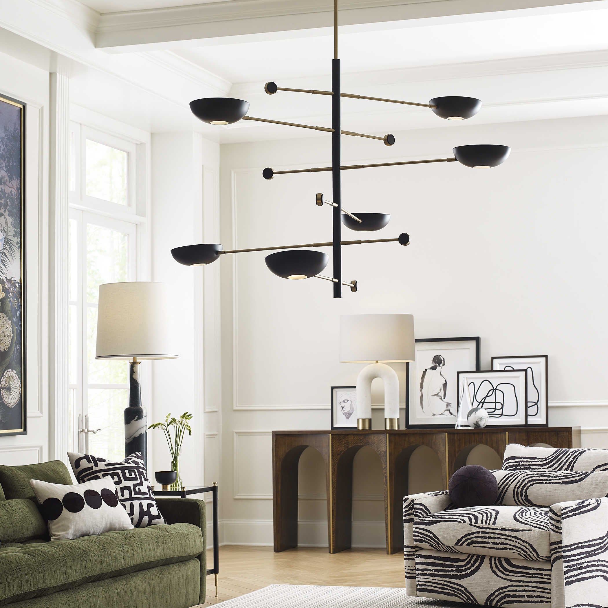Uttermost Swinger 6 Light Pendant in Black
