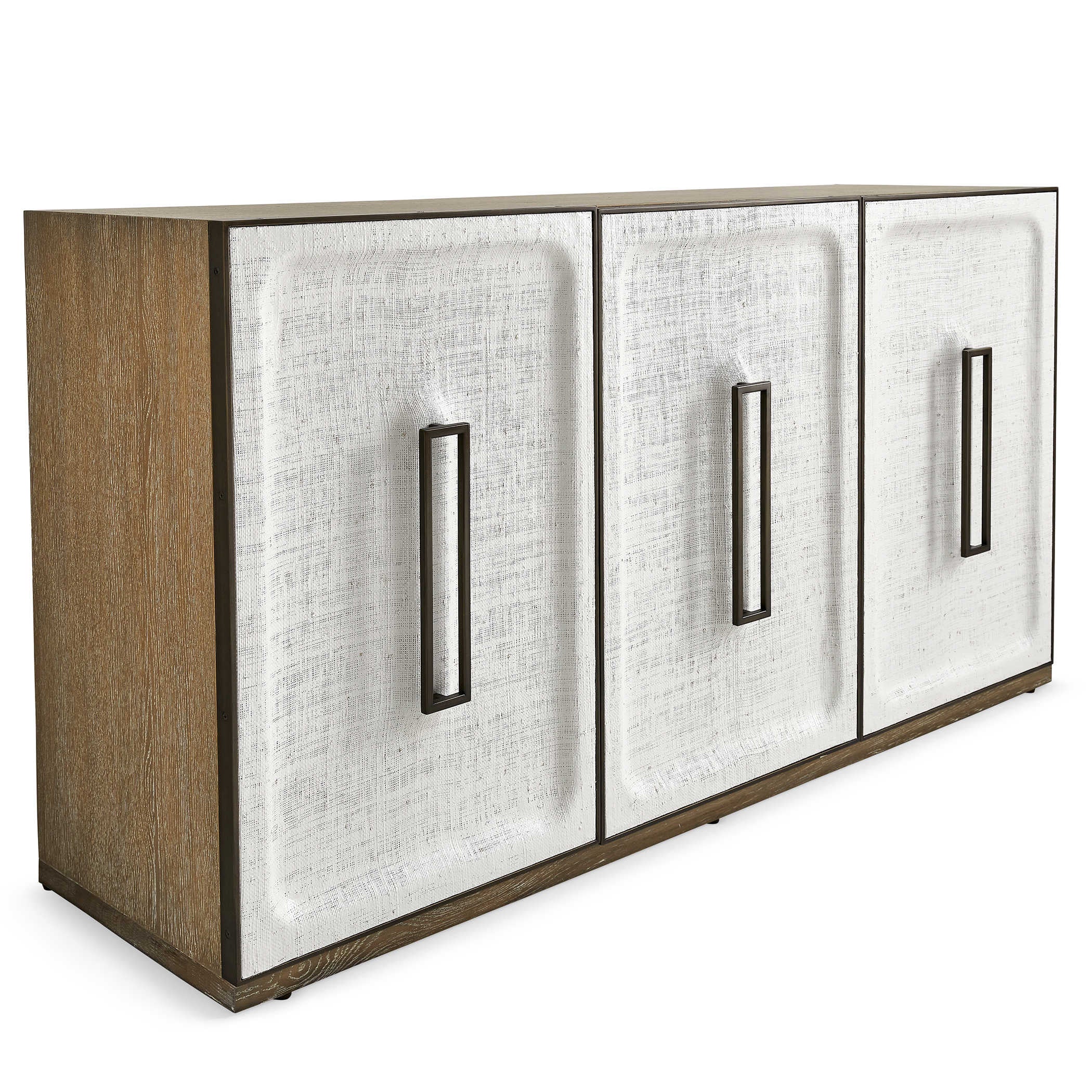 Uttermost White Linen 3 Door Cabinet