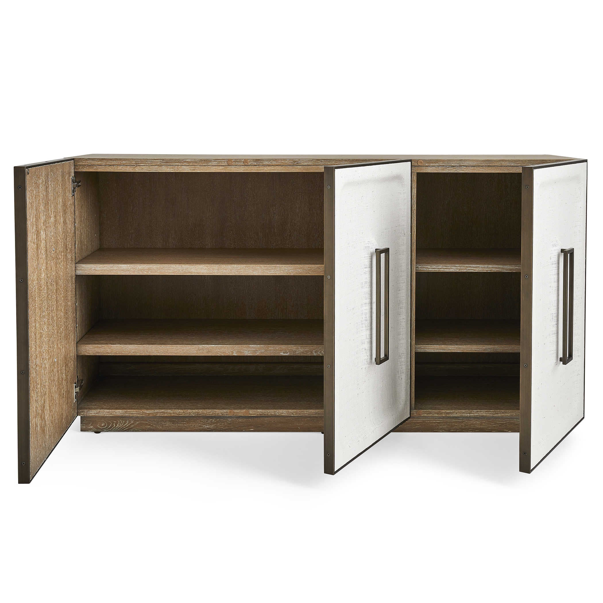 Uttermost White Linen 3 Door Cabinet
