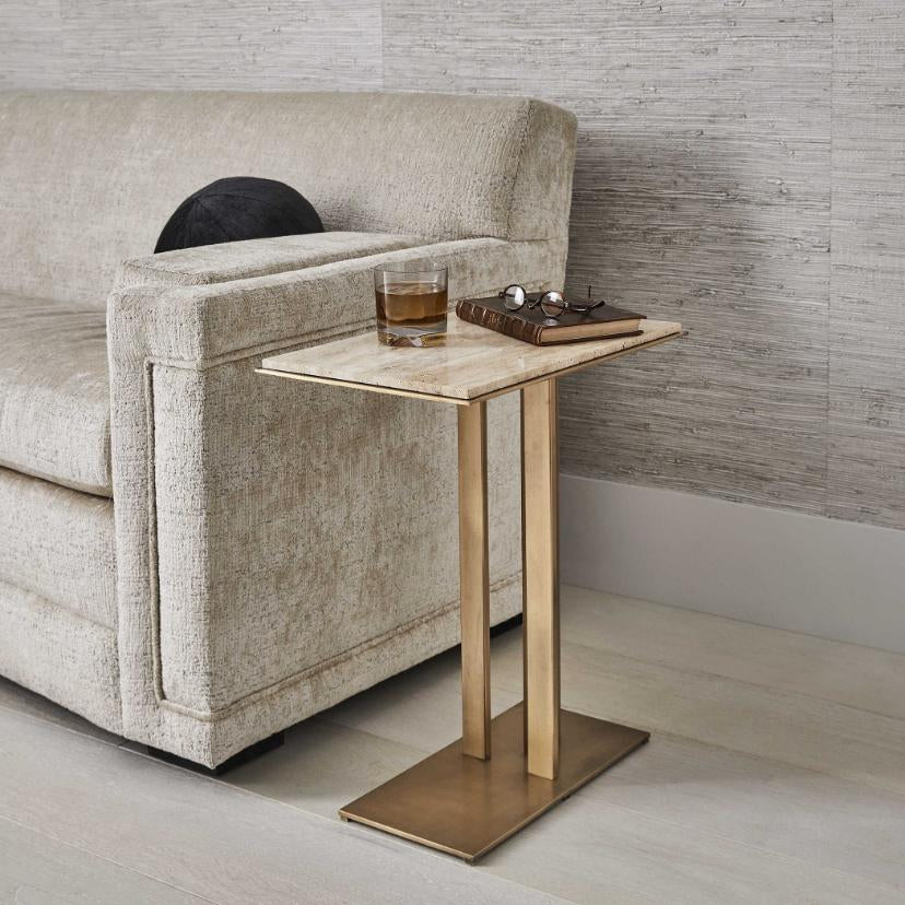Uttermost Cantilever Accent Table - Travertine & Brass