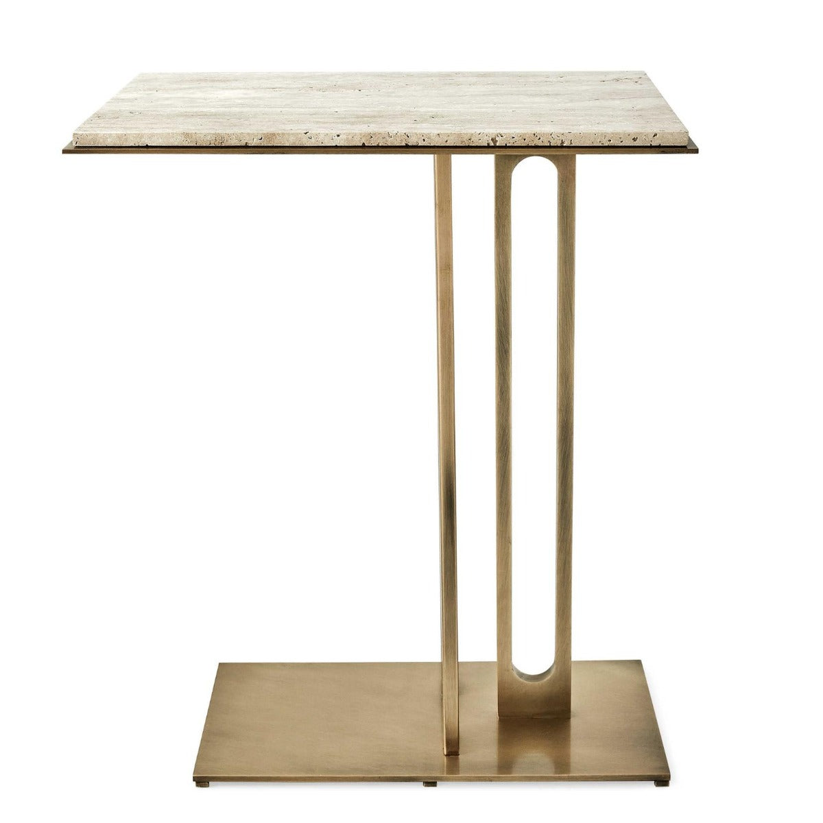 Uttermost Cantilever Accent Table - Travertine & Brass
