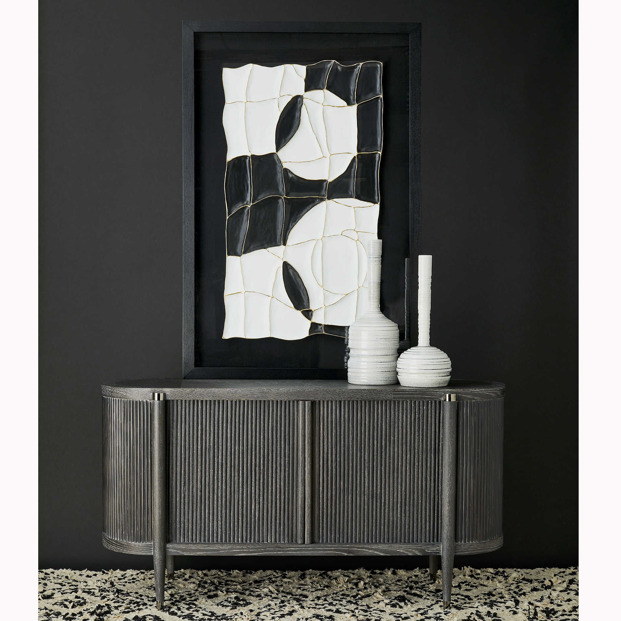 Uttermost Tambour Cabinet - Black Ceruse
