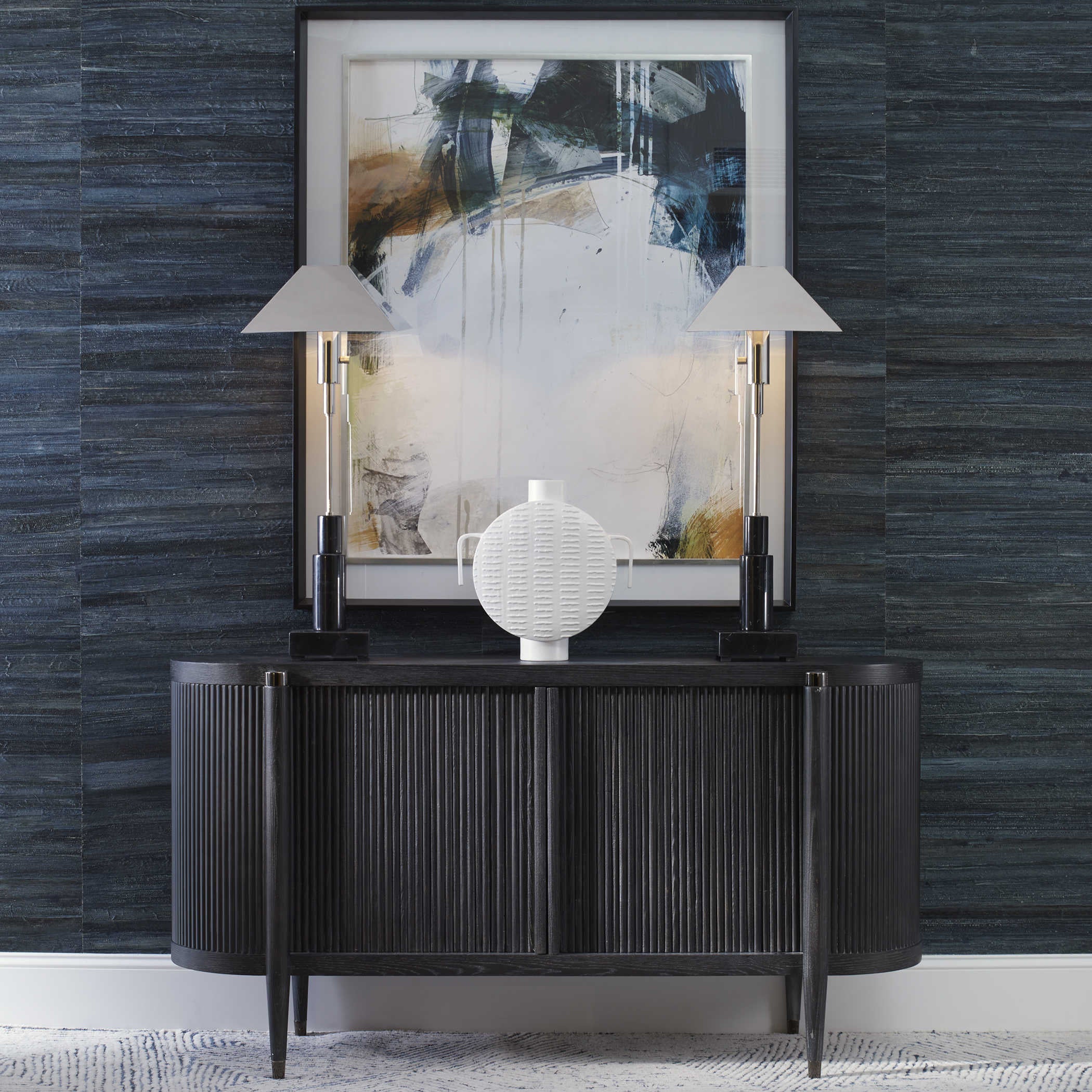 Uttermost Tambour Cabinet - Black Ceruse