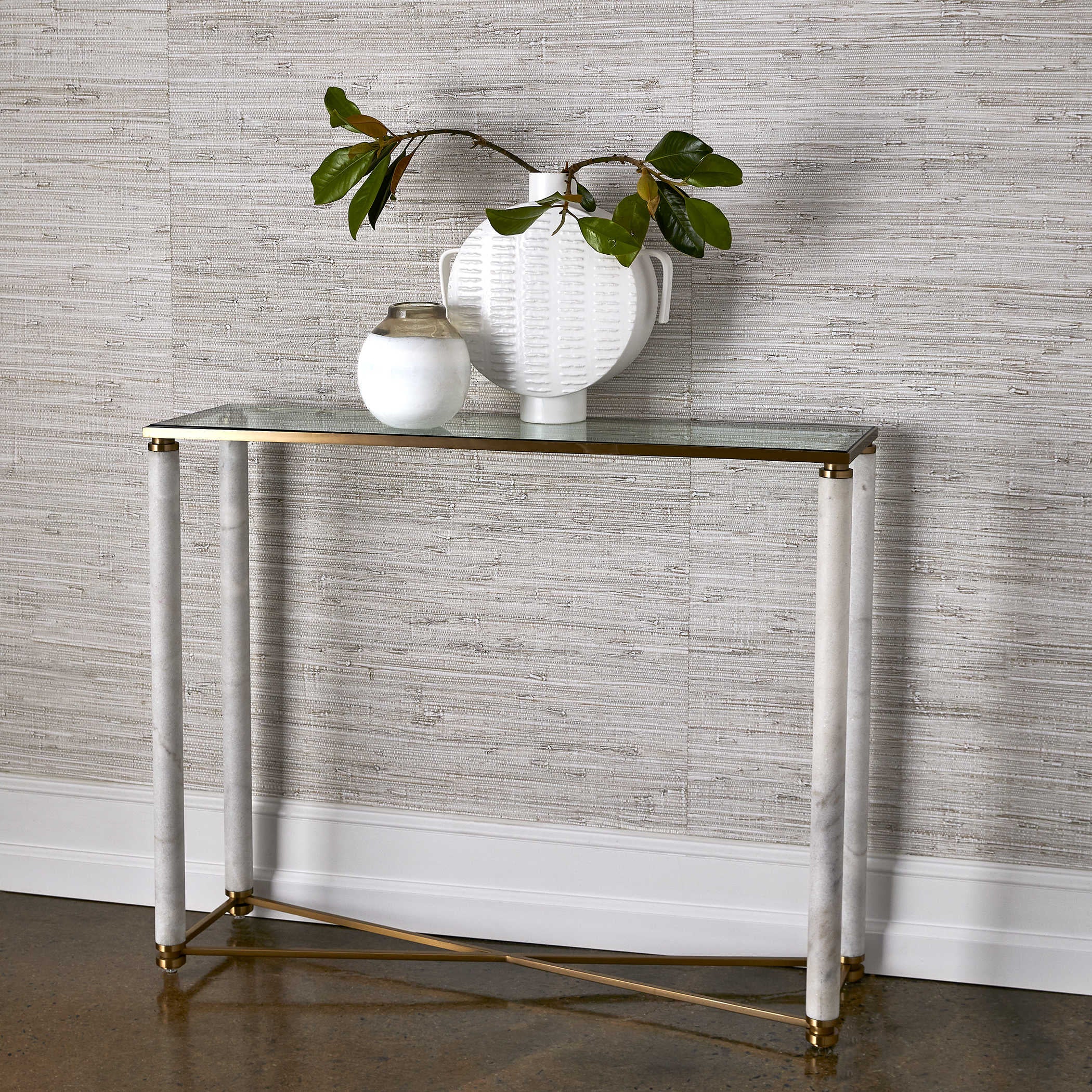 Uttermost White Pillar Console Table