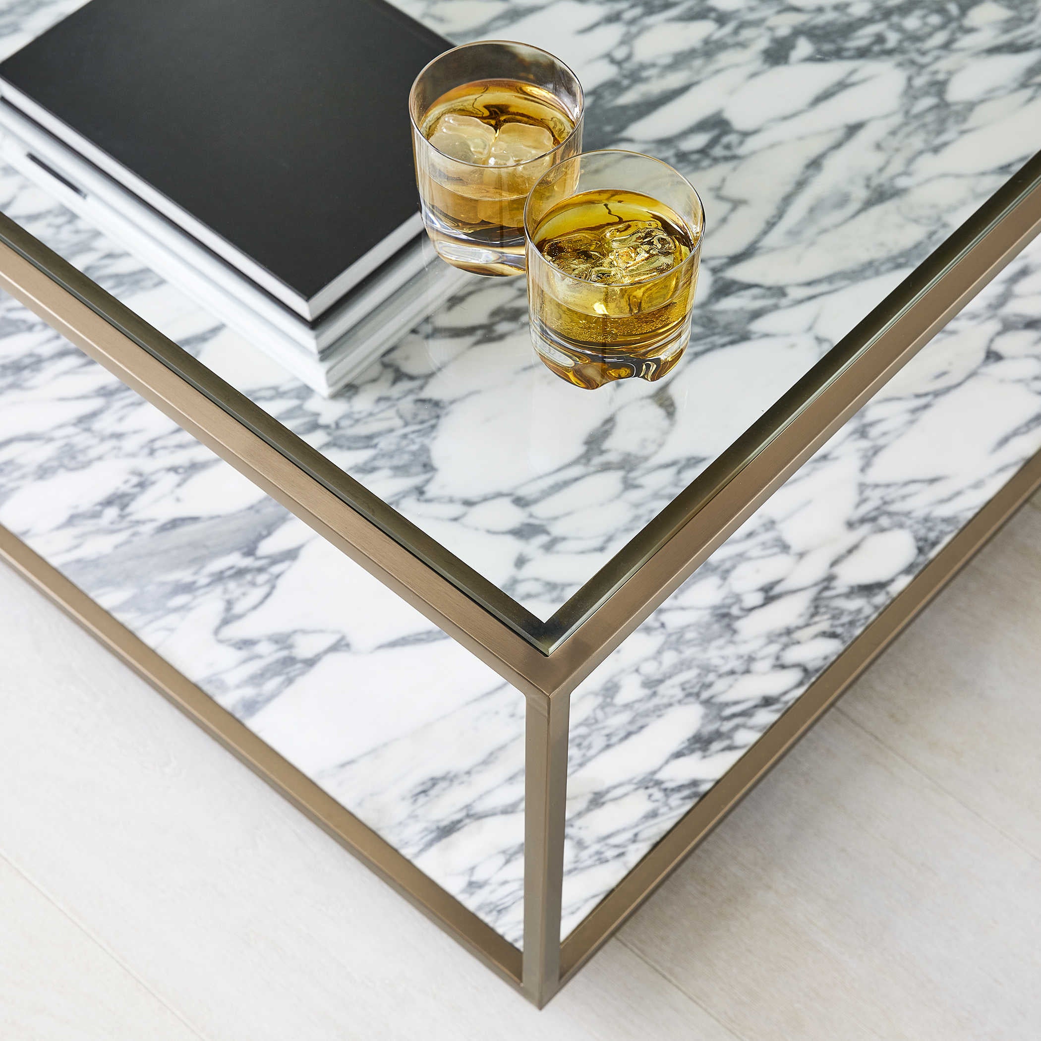 Uttermost Floating Plane Coffee Table - Marble/Brass