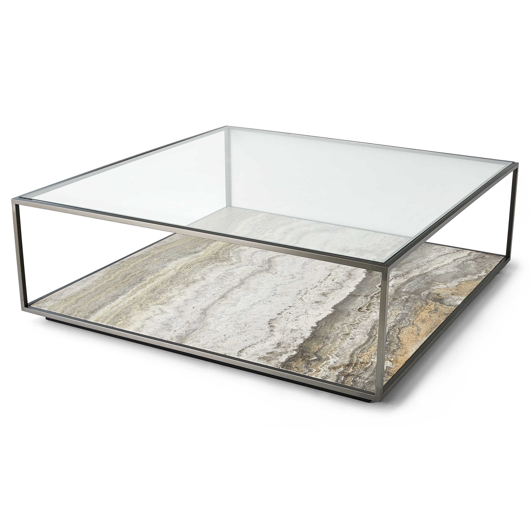 Floating Plane Coffee Table - Travertine/Bronze