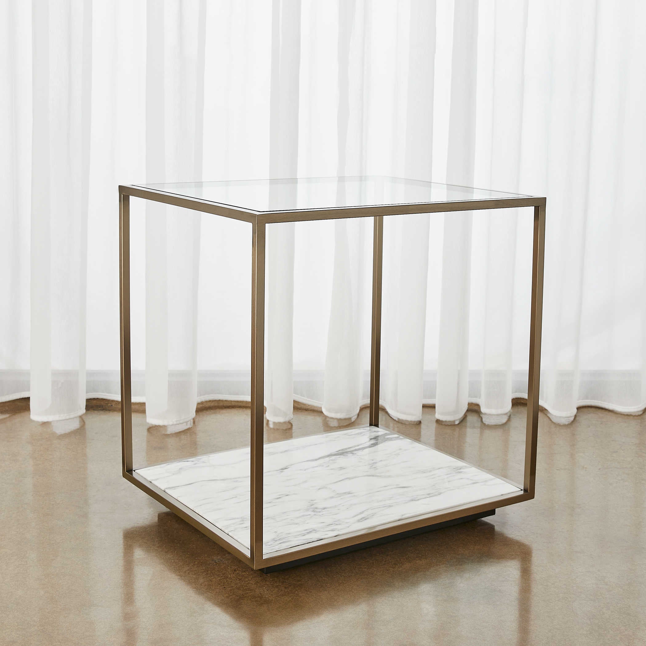 Uttermost Floating Plane End Table - Marble/Brass