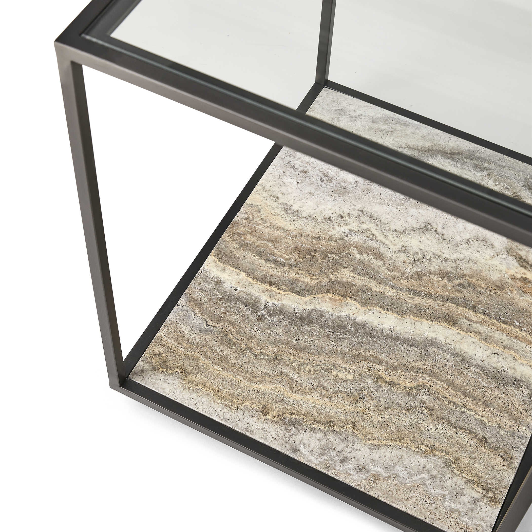 Uttermost Floating Plane End Table - Travertine/Bronze