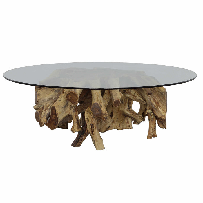Uttermost Center Root 56" Glass Coffee Table - Round