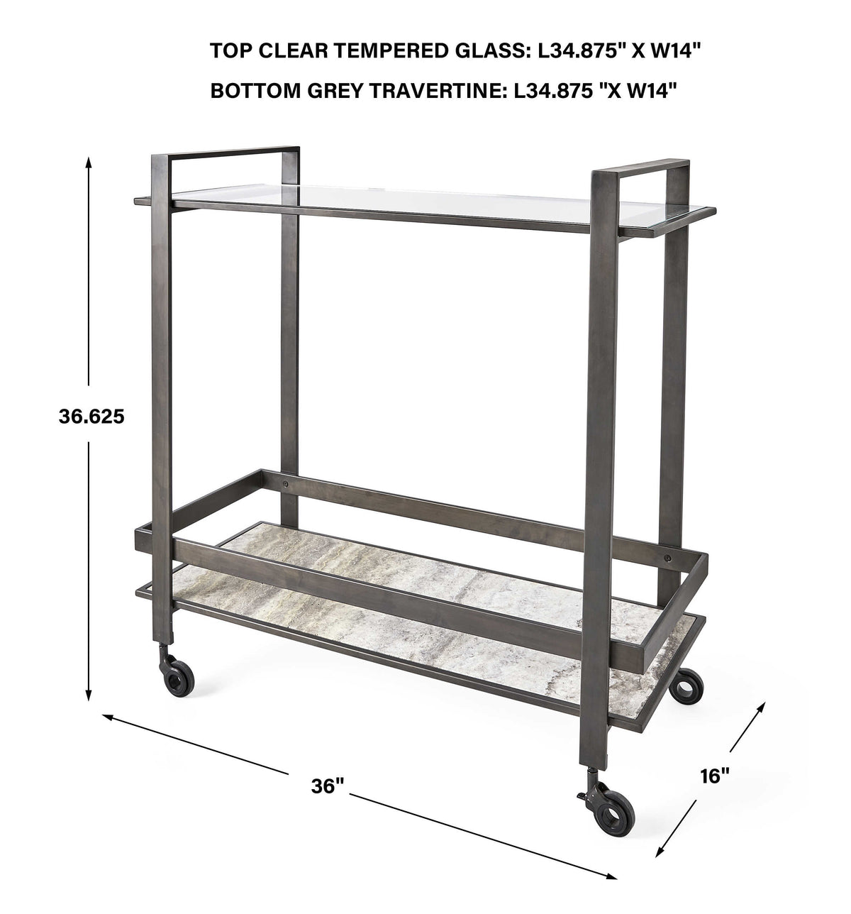 Uttermost Roll Along Bar Cart - Bronze