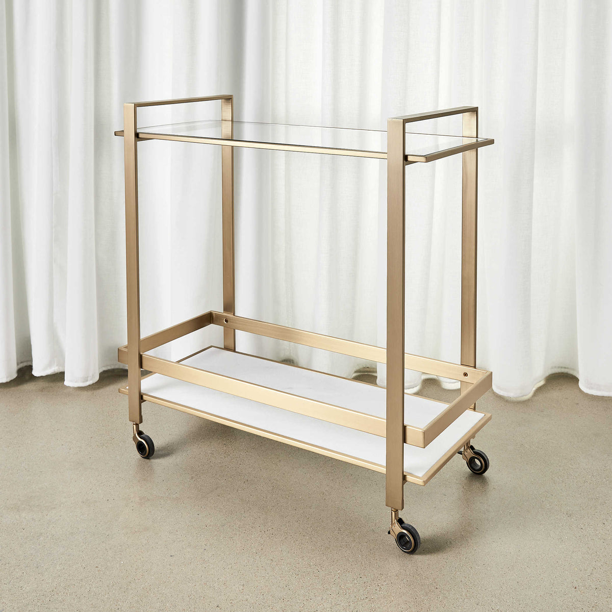 Uttermost Roll Along Bar Cart - Brass