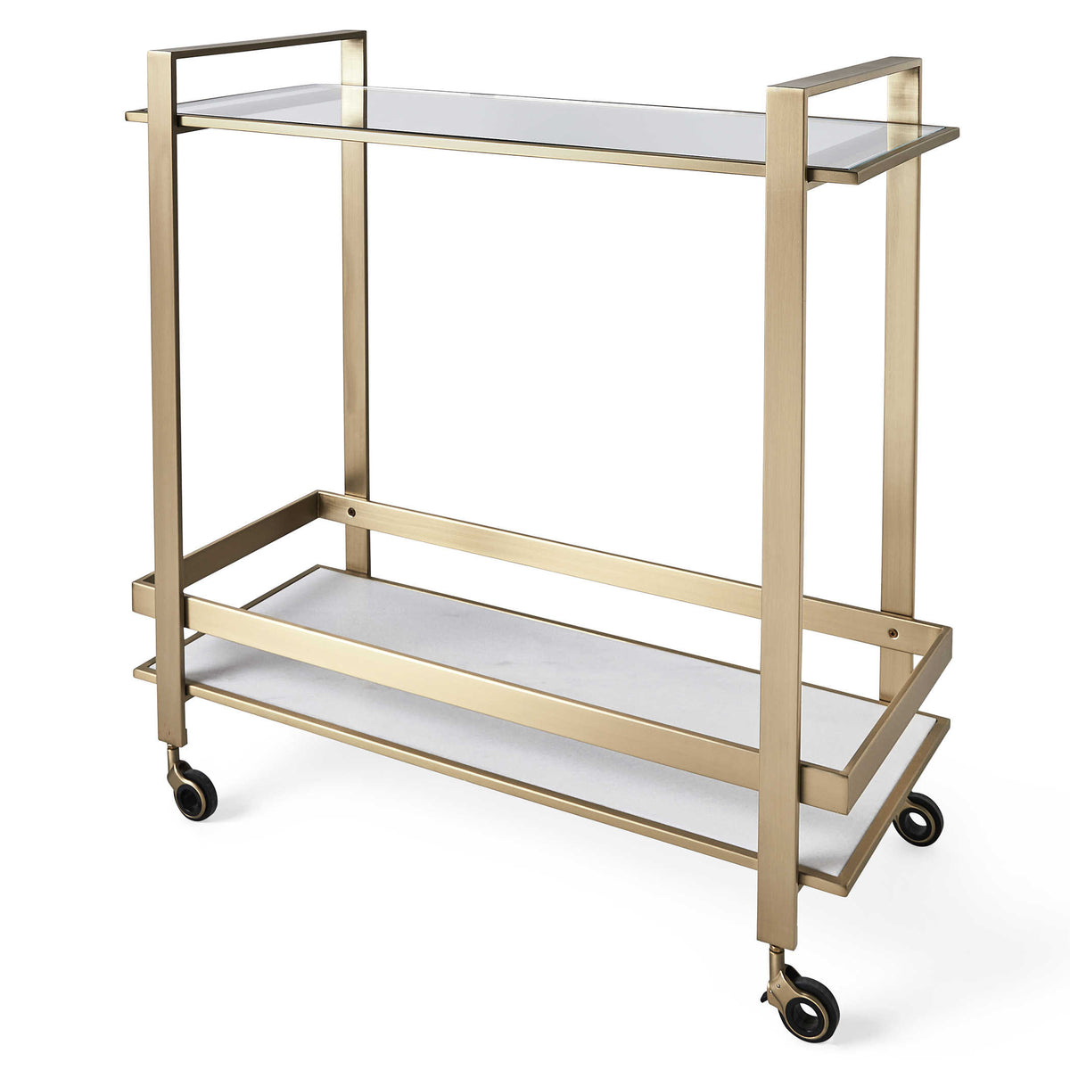 Uttermost Roll Along Bar Cart - Brass