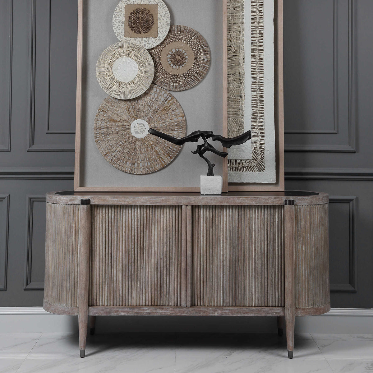 Uttermost Tambour Cabinet in Natural Wash