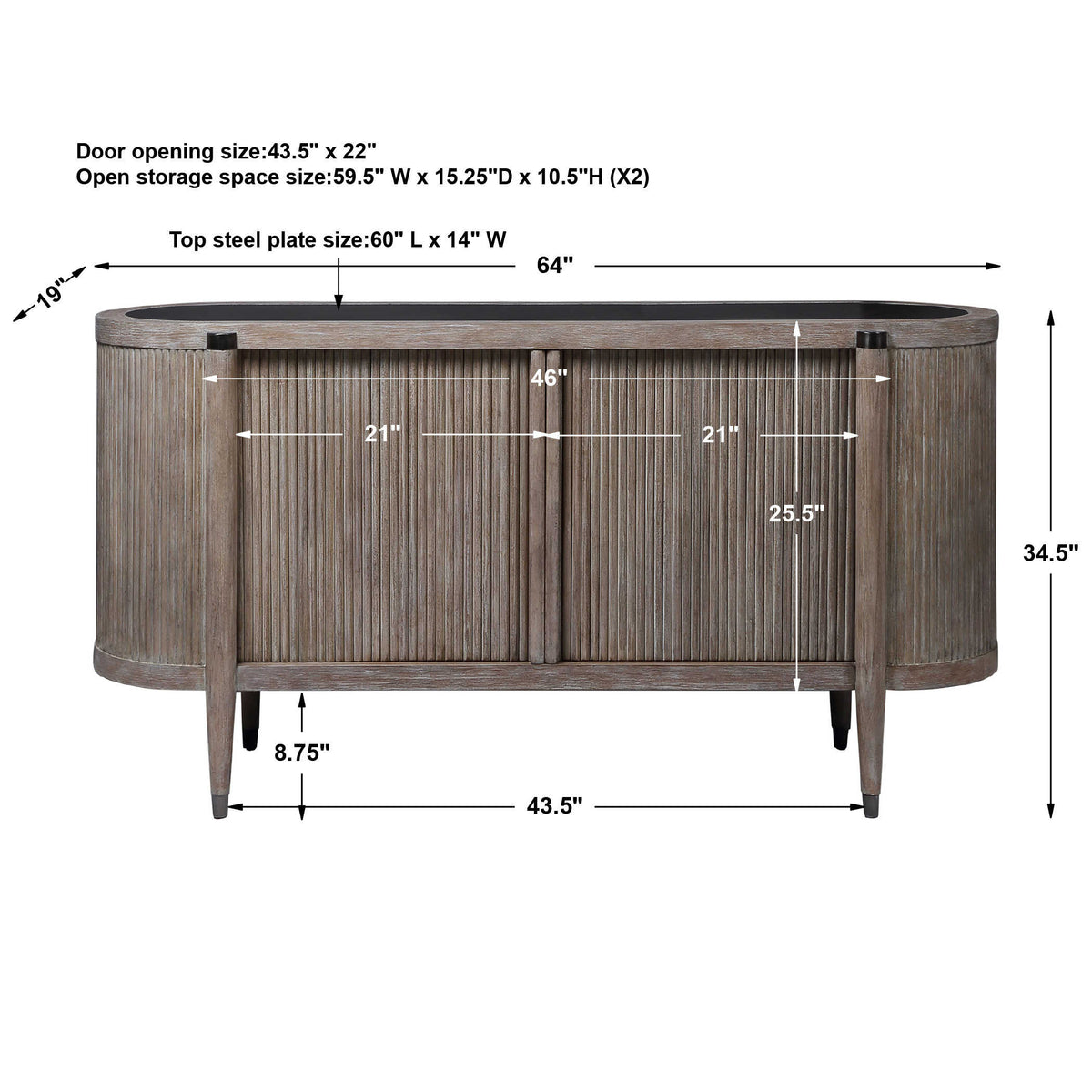 Uttermost Tambour Cabinet in Natural Wash