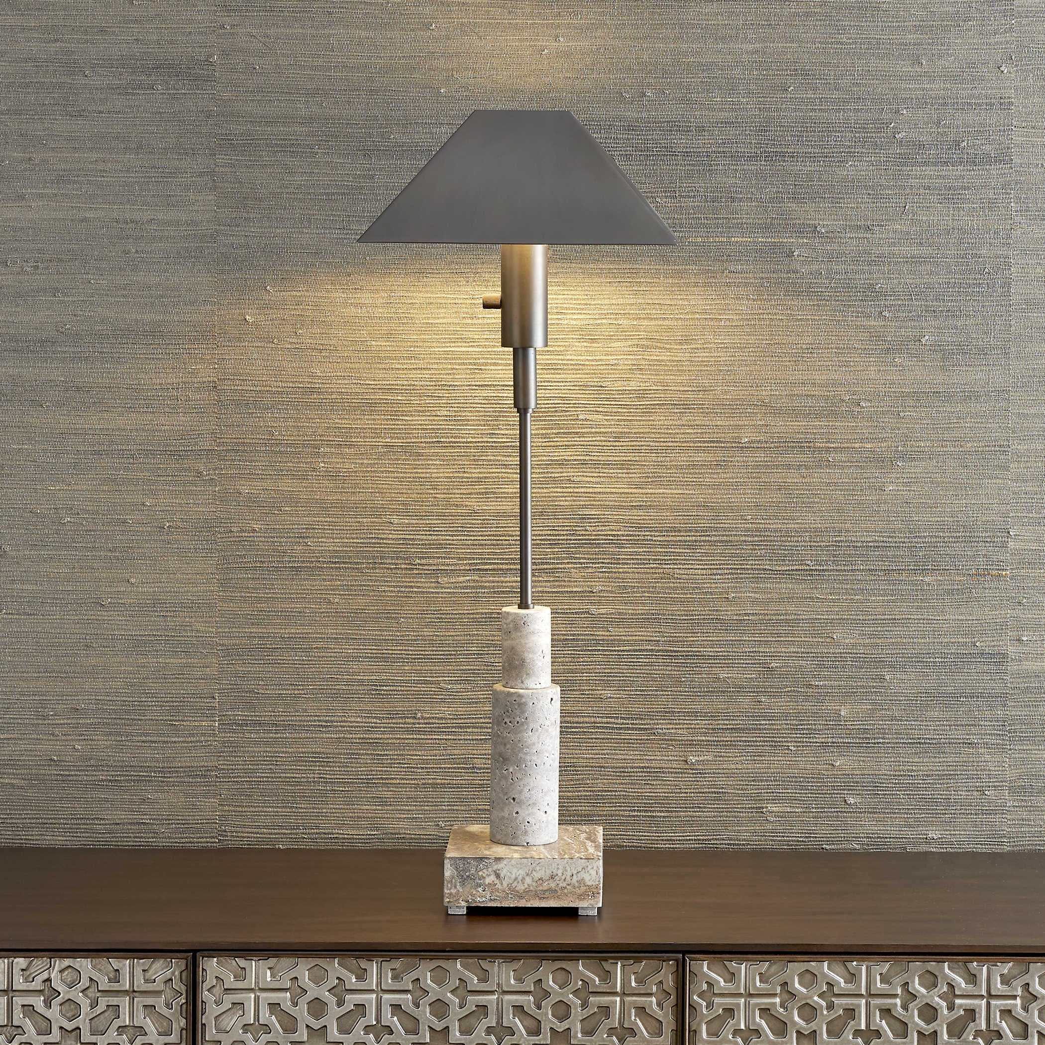 Uttermost Telescope Buffet Lamp in Grey Travertine