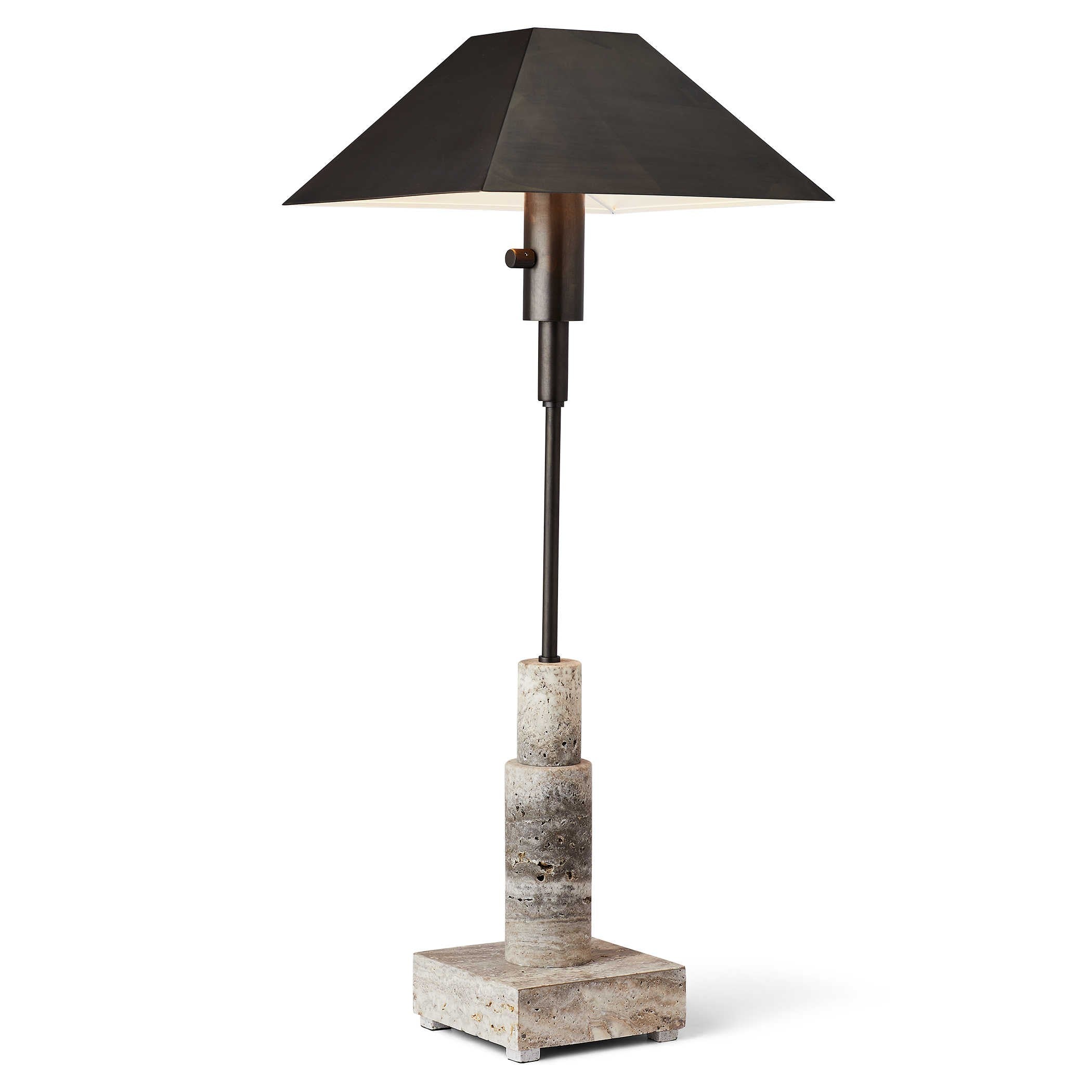 Telescope Buffet Lamp in Grey Travertine