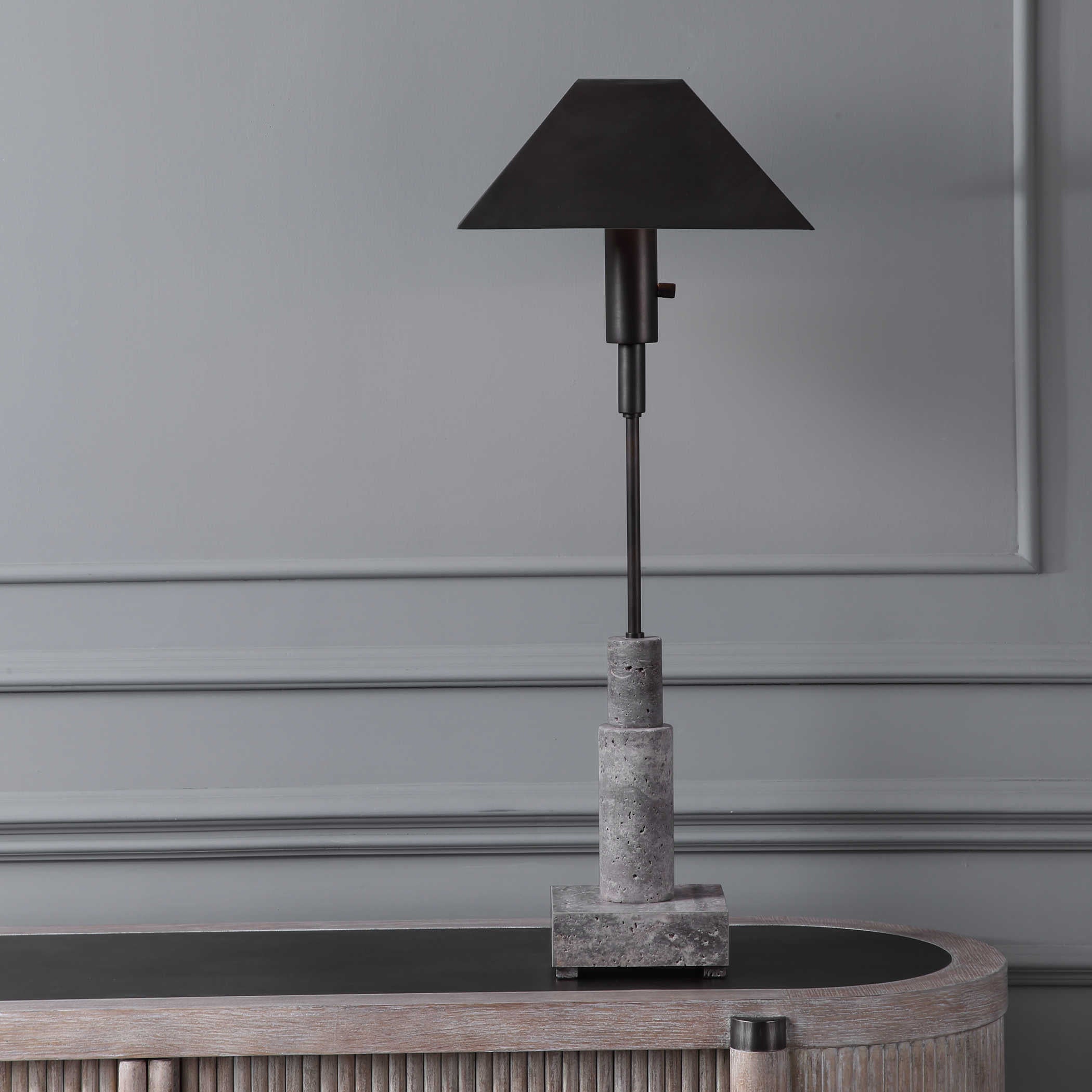 Uttermost Telescope Buffet Lamp in Grey Travertine