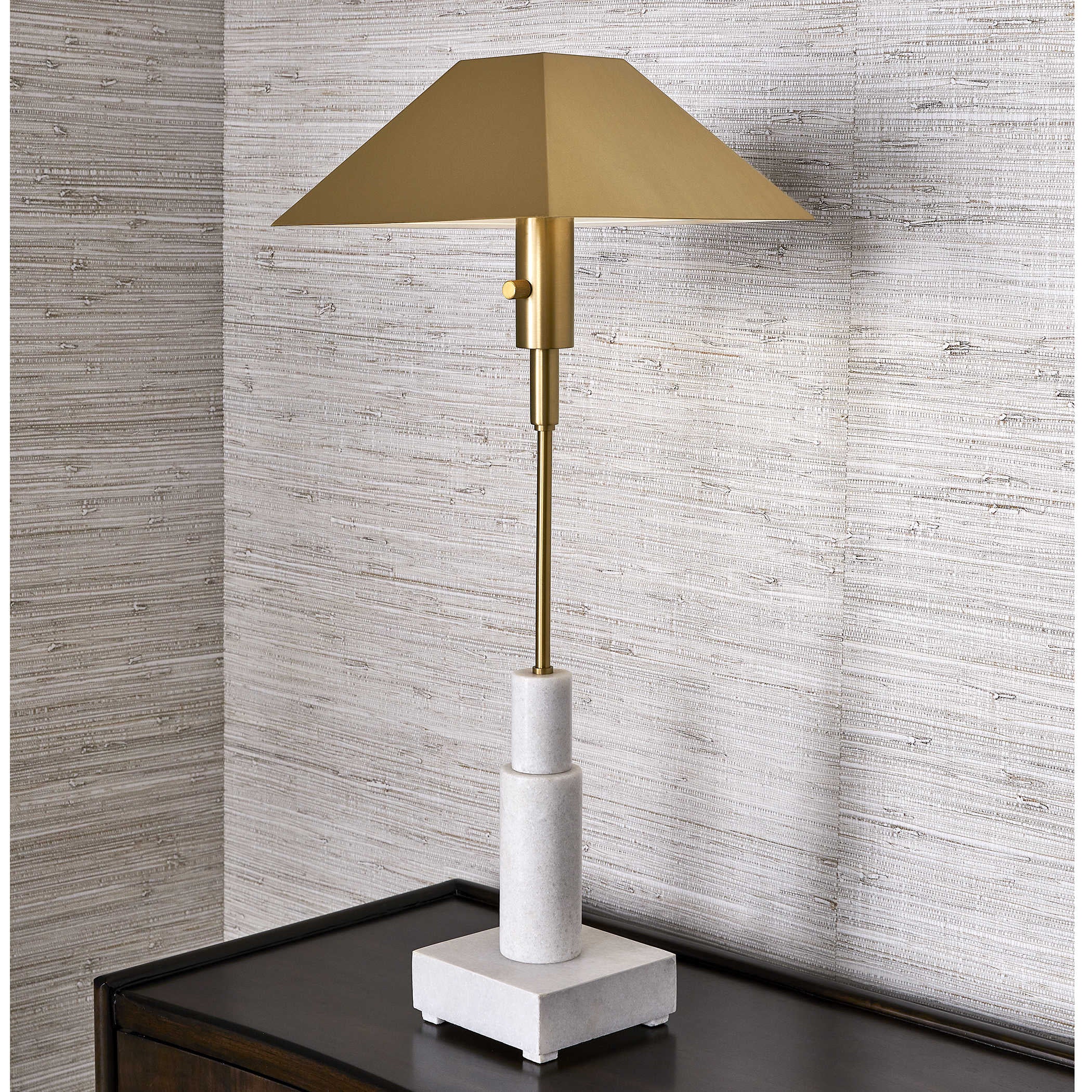 Uttermost Telescope Buffet Lamp in White Marble