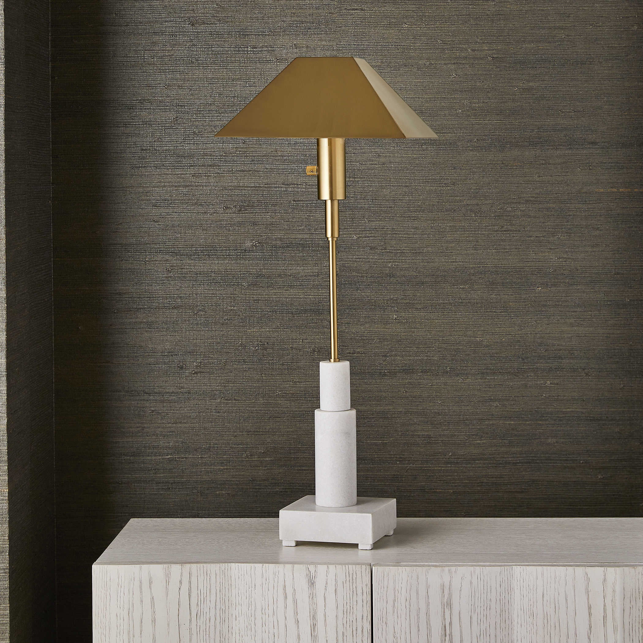 Uttermost Telescope Buffet Lamp in White Marble