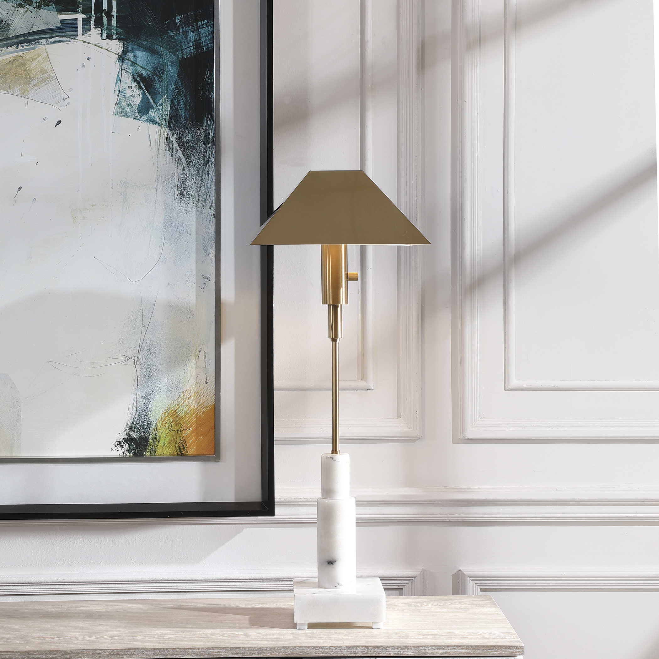 Uttermost Telescope Buffet Lamp in White Marble